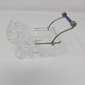 Italian Clear Crystal Baby Carriage‎ 24% Lead Cobalt Blue Handle